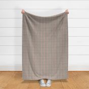 6” repeat handdrawn seaweed and mussels in vertical stripes with faux woven burlap texture Earthy hues and deep green on pale peachy coral