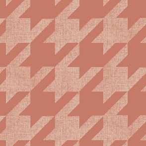 houndstooth_weave - terracotta red_ very pale taupe - hand drawn textured geometric plaid