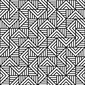 Modern Triangular Fractured Zig Zag Geometric - Black and White