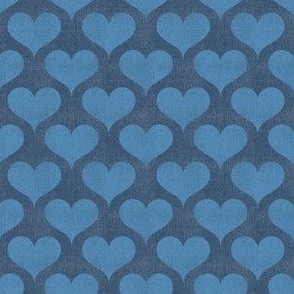 Denim Retro Hearts: Colorful 80’s Pattern - Blue (S)