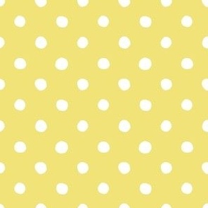 Medium Handdrawn Dots - rainbow quilting collection - white on Buttercup yellow - Petal Signature Cotton Solids coordinate