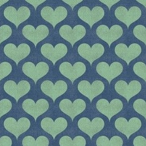 Denim Retro Hearts: Colorful 80’s Pattern - Green (S)