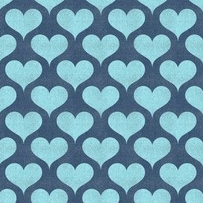 Denim Retro Hearts: Colorful 80’s Pattern - Aqua Blue (S)