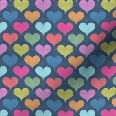 Denim Retro Hearts: Colorful 80’s Pattern - Multicolor (S)