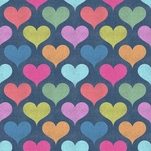 Denim Retro Hearts: Colorful 80’s Pattern - Multicolor (S)