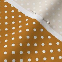 Small Handdrawn Dots - rainbow quilting collection - white on Desert Sun (dark yellow) - Petal Signature Cotton Solids coordinate