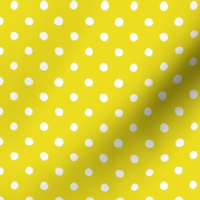 Medium Handdrawn Dots - rainbow quilting collection - white on Lemon Lime yellow - Petal Signature Cotton Solids coordinate