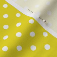 Medium Handdrawn Dots - rainbow quilting collection - white on Lemon Lime yellow - Petal Signature Cotton Solids coordinate