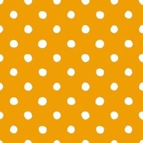 Medium Handdrawn Dots - rainbow quilting collection - white on Marigold orange - Petal Signature Cotton Solids coordinate