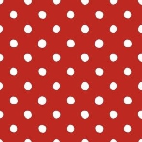 Medium Handdrawn Dots - rainbow quilting collection - white on Poppy Red - Petal Signature Cotton Solids coordinate