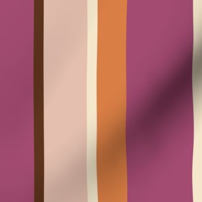 Large Scale // Solid Stripes in Purple, Pink, Orange, Brown and Cream