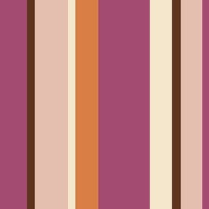 Larger Scale // Solid Stripes in Purple, Pink, Orange, Brown and Cream