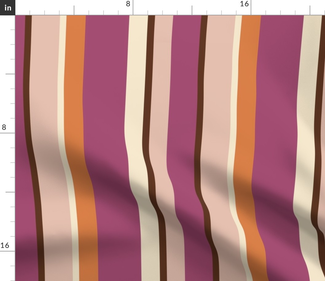 Large Scale // Solid Stripes in Purple, Pink, Orange, Brown and Cream