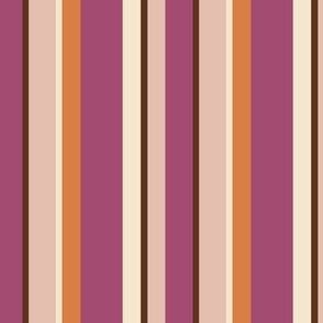 Medium Scale // Solid Stripes in Purple, Pink, Orange, Brown and Cream