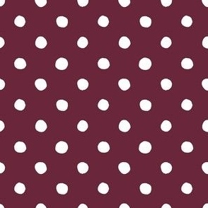 Medium Handdrawn Dots - rainbow quilting collection - white on Wine Red - Petal Signature Cotton Solids coordinate