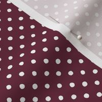 Small Handdrawn Dots - rainbow quilting collection - white on Wine Red - Petal Signature Cotton Solids coordinate