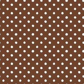 Small Handdrawn Dots - rainbow quilting collection - white on Cinnamon brown - Petal Signature Cotton Solids coordinate