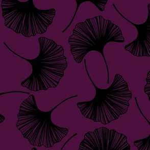 Gingko Leaves in Black and Plum