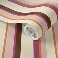 Larger Scale // Solid Stripes in Cream, Pink, Brown, Purple and Orange