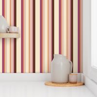 Larger Scale // Solid Stripes in Cream, Pink, Brown, Purple and Orange