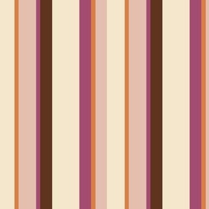 Medium Scale // Solid Stripes in Cream, Pink, Brown, Purple and Orange