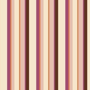 Smaller Scale // Solid Stripes in Cream, Pink, Brown, Purple and Orange