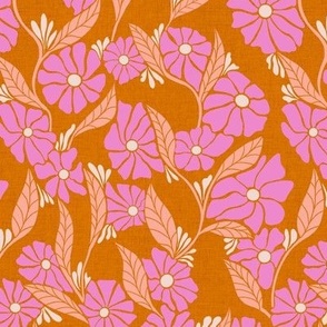 Viveta Groovy Floral Bright Orange MEDIUM