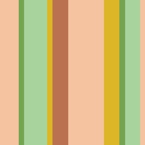 Large Scale // Solid Stripes in Peach, Light Green, Mustard Yellow and Rust Red