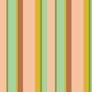 Medium Scale // Solid Stripes in Peach, Light Green, Mustard Yellow and Rust Red