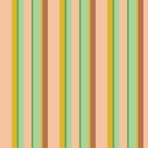 Smaller Scale // Solid Stripes in Peach, Light Green, Mustard Yellow and Rust Red