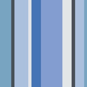 Large Scale // Solid Stripes in shades of Blue, Gray and Off-White