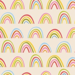 Cheerful Striped Rainbows on Beige