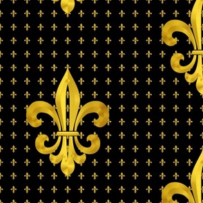 Classic Paris French Faux Gold on Black Fleur de Lis wallpaper duvet covet curtains