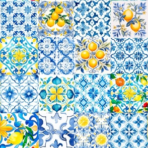 Majolica,lemon,mosaic,Sicily inspired,Mediterranean tiles