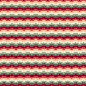 Chevron Stripes // Natural Christmas Green and Red