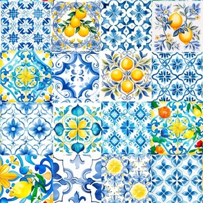 Lemon,citrus,majolica,Italian tiles,mosaic art