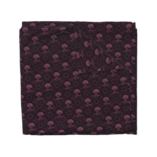  Dark Gothic Flowers And  Skulls In Cerise Pink And Black