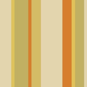 Large Scale // Solid Stripes in shades of Pale Yellow, Harvest Gold, Avocado Green, Burnt Orange and Cream - Retro Colors