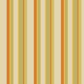 Smaller Scale // Solid Stripes in shades of Pale Yellow, Harvest Gold, Avocado Green, Burnt Orange and Cream - Retro Colors