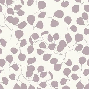 Soft Lilac Purple and Cream Eucalyptus Pattern