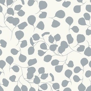 Dusty Blue and Cream Eucalyptus Pattern