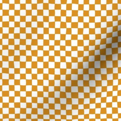 (S) Retro Checkered Wavy Checkerboard in Orange White