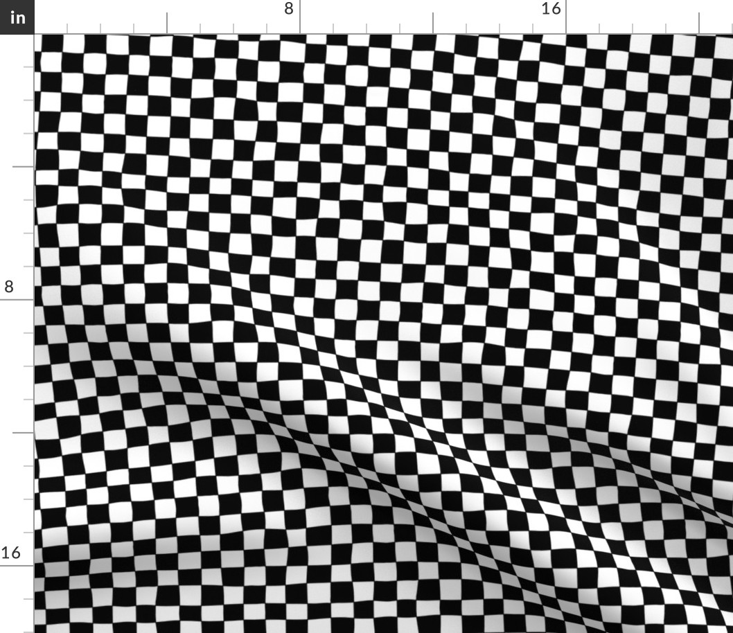 (M) Retro Checkered Wavy Checkerboard in Black White