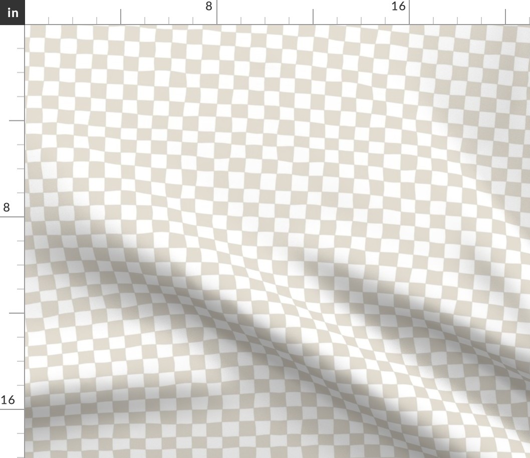 (M) Retro Checkered Wavy Checkerboard in Neutral White