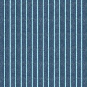 Denim Retro Pin Stripes - Aqua Blue (S)