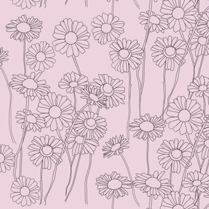 Doodle flowers #2 Pink Background