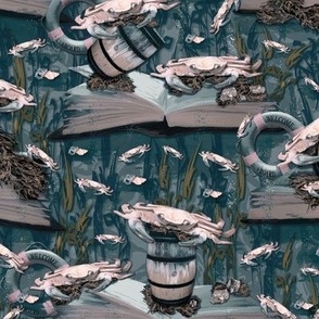 Playful Childrens Crab Pattern, Whimsical Crustacean Shower Curtain, Calming Ocean Underwater Adventure Party, Mothers Story Time Inspires Creativity, Enchanting Underwater Tales Nursery Decor, Educational Play Time Ocean Life Wall Art Kids Mural 