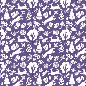 Purple Floral Forest Longhaired Hound Small Print