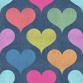 Denim Retro Hearts: Colorful 80’s Pattern - Multicolor (M)