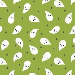 (S) Cute Halloween Ghosts on Green